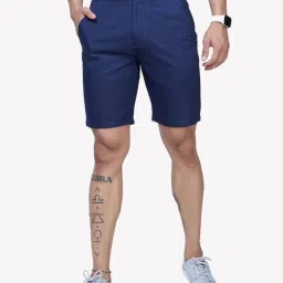VASTRADO Navy Cotton Regular Fit Shorts image 1
