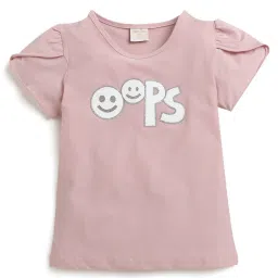 Tiny Girl Peach Knittend Cotton Designed Top image 1