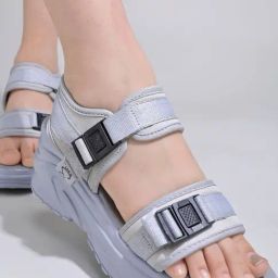 Shoetopia Women's Grey Floater Sandals-picture-0