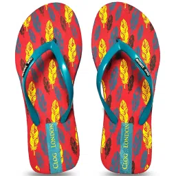 Clog London Women's Blue & Red Printed Flip Flops image 2