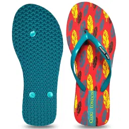 Clog London Women's Blue & Red Printed Flip Flops image 3