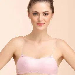 Clovia Pink Solid Bandeau Bra image 1