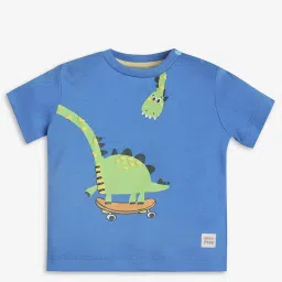 Ed-a-Mamma Infant Boys Blue Cotton Printed T-Shirt image 1