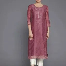 Libas Mauve Embellished Straight Kurta image 1