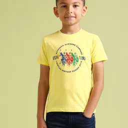 U.S. Polo Assn. Boys Light Yellow Printed T-Shirt image 1