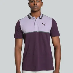 Puma Purple Cotton Regular Fit Colour Block Sports Polo image 1
