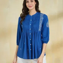 Fabindia Blue Embroidered Tunic image 1