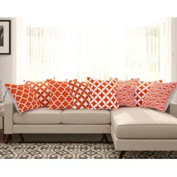 SEJ by Nisha Gupta Orange & White Cushion Covers - Set of 8 image 1