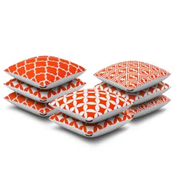 SEJ by Nisha Gupta Orange & White Cushion Covers - Set of 8 image 2
