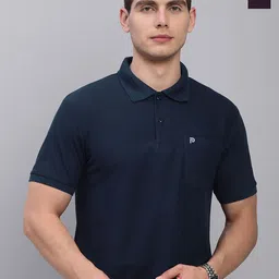 LUX PARKER Men Pack of 2 Solid Polo Collar Cotton Slim Fit T-shirts-picture-35