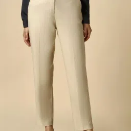 Allen Solly Beige Cotton Plain Trousers image 1