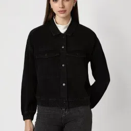 Van Heusen Black Cotton Plain Jacket image 1
