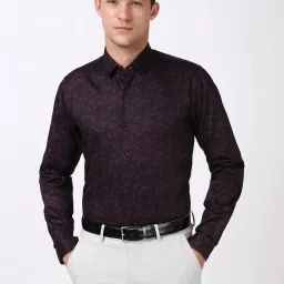 Peter England Purple Slim Fit Printed Shirt image 1