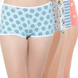 Clovia Pink & Blue Cotton Printed Boyshorts Panties - Pack Of 5-picture-17