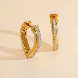 P.N.Gadgil Jewellers 18k (750) Yellow Gold Dazzled Twist Hoops & Huggies Earrings-picture-30