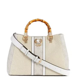 GUESS Off White Textured Satchel image 1