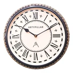 ARTYPILLAR 12In Wooden Frame with Brass Motif Work and Big 10In Dome Glass Dial Wall Clock image 1