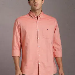 Louis Philippe Peach Cotton Slim Fit Shirt-image-77