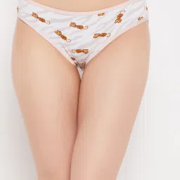 Clovia White & Pink Printed Bikini Panty image 1