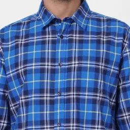 Jack & Jones Blue Cotton Regular Fit Checks Shirt image 4