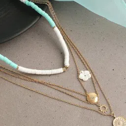 SOHI White & Blue Multi Layered Necklace-image-61