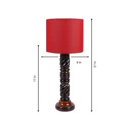 Tucasa NTU-169 B-22 Table Lamp with Wood Base (Red) image 2