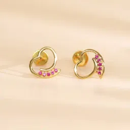 P.N.Gadgil Jewellers 18k (750) Yellow Gold Petalia Curve Studs Earrings-picture-26