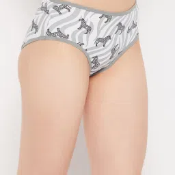 Clovia Grey & White Printed Hipster Panty image 3