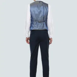 Louis Philippe Permapress Navy Slim Fit Textured Three Piece Suit image 4