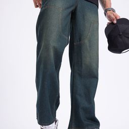 glitchez Men Loose Bootcut Light Fade Panelled Jeans-picture-39