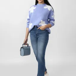 Forever 21 Blue Floral Print Sweater image 4