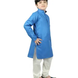 SG Yuvraj Kids Blue & White Solid Kurta with Pyjamas image 4