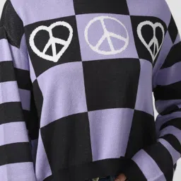 Forever 21 Black & Purple Color-Block Sweater image 5