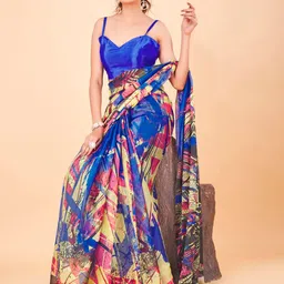 Garden Vareli Abstract Printed Saree With Blouse Piece image 2