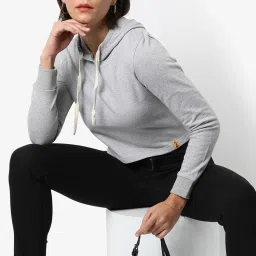 Campus Sutra Grey Cotton Sweatshirt image 3