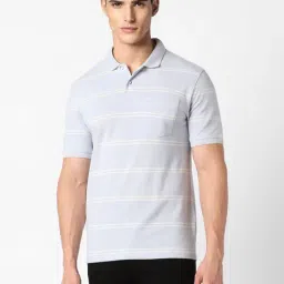 Peter England Purple Regular Fit Striped Polo T-Shirt-image-20