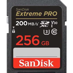 SanDisk Extreme Pro SD UHS I 256GB Card for DSLR and Mirrorless Cameras (Black) image 1
