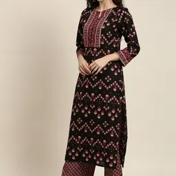 Vishudh Women Black Printed Kurta with Palazzos image 4