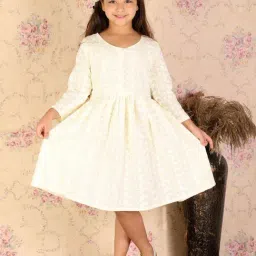 VASTRAMAY Girls Yellow Cotton Embroidery Dresses-picture-18