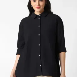 VASTRADO Black Plain Shirt-image-87