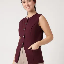 strong & brave Strong And Brave Wine Solid Waistcoat image 3