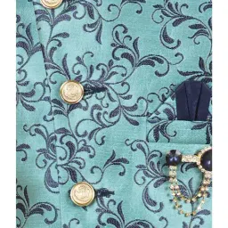 SG Yuvraj Kids Turquoise Floral Print Nehru Jacket image 5