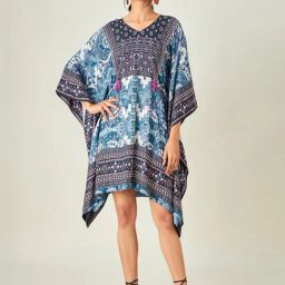 The Kaftan Company Blue Modal Regular Fit Abstract Casual Dress-picture-30