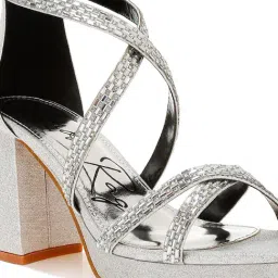 London Rag Women's Silver Cross Strap Sandals image 5