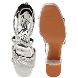 London Rag Women's Silver Cross Strap Sandals image 3