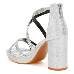 London Rag Women's Silver Cross Strap Sandals image 4
