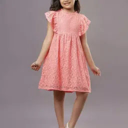 TeenTrums Girls Coral Lace Party Dresses-image-66