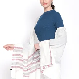Style Quotient Maroon & Off White Striped Shawl image 2