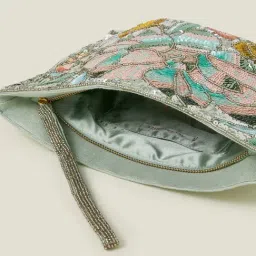 Accessorize London Green Daisy Embellished Party Clutch image 5