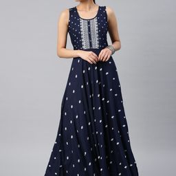 Vishudh Women Navy Blue Printed Anarkali Kurta-picture-11